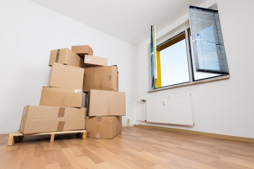 Office document storage boxes organized in Haroldpark facility